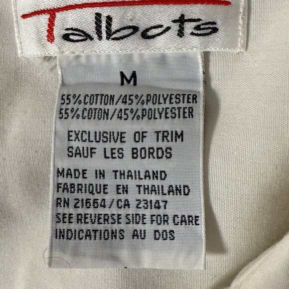 Talbots Long Sleeve Button Down Cream with Tartan Plaid Trim & Buttons Size Med - Picture 2 of 8